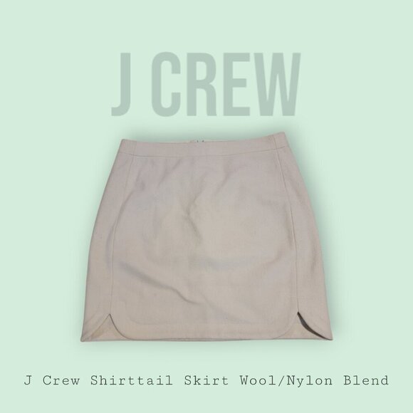 J Crew Ivory Shirttail Mini Wool Mini Skirt - Size 0 - Picture 1 of 8